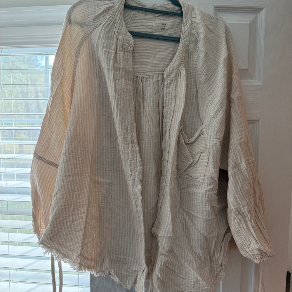 aerie Cream Gauze Button-Down Shirt